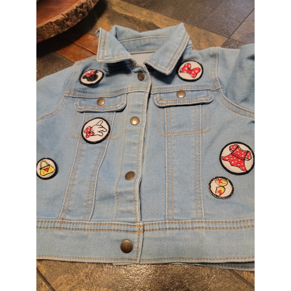 Minnie Mouse Denim Jean Jacket Tutu Couture Girls Sz 3T  Applique Patches Disney - Picture 2 of 6